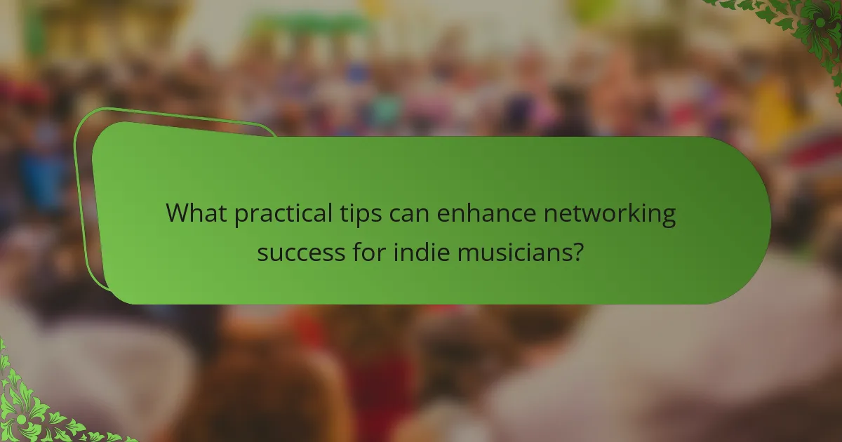 What practical tips can enhance networking success for indie musicians?